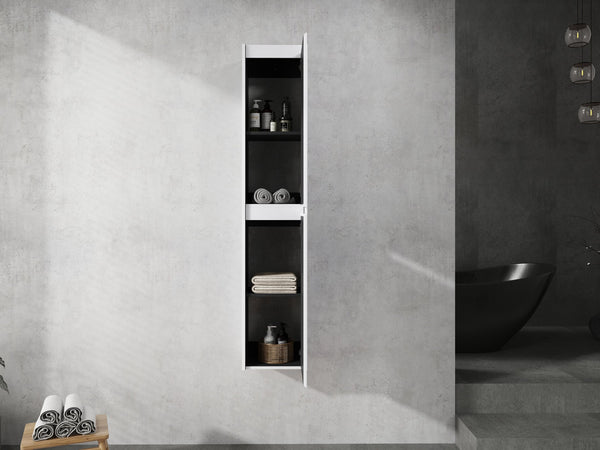 English Elm 12" Bathroom Side Cabinet - Sleek Wall-Mounted Design With Soft-Close Doors For Organized Storage W999S00278