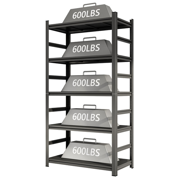 English Elm 87 Inch Five Shelf Heavy Duty Metal Storage Rack for Garage Basement Tool Room W1831P332027