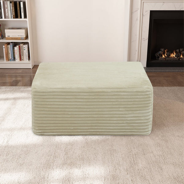 English Elm 373-001/Ottoman//Beige/Plush - Versatile Soft Fabric Ottoman For Footrest, Seating & Stylish Decor W3975P391642
