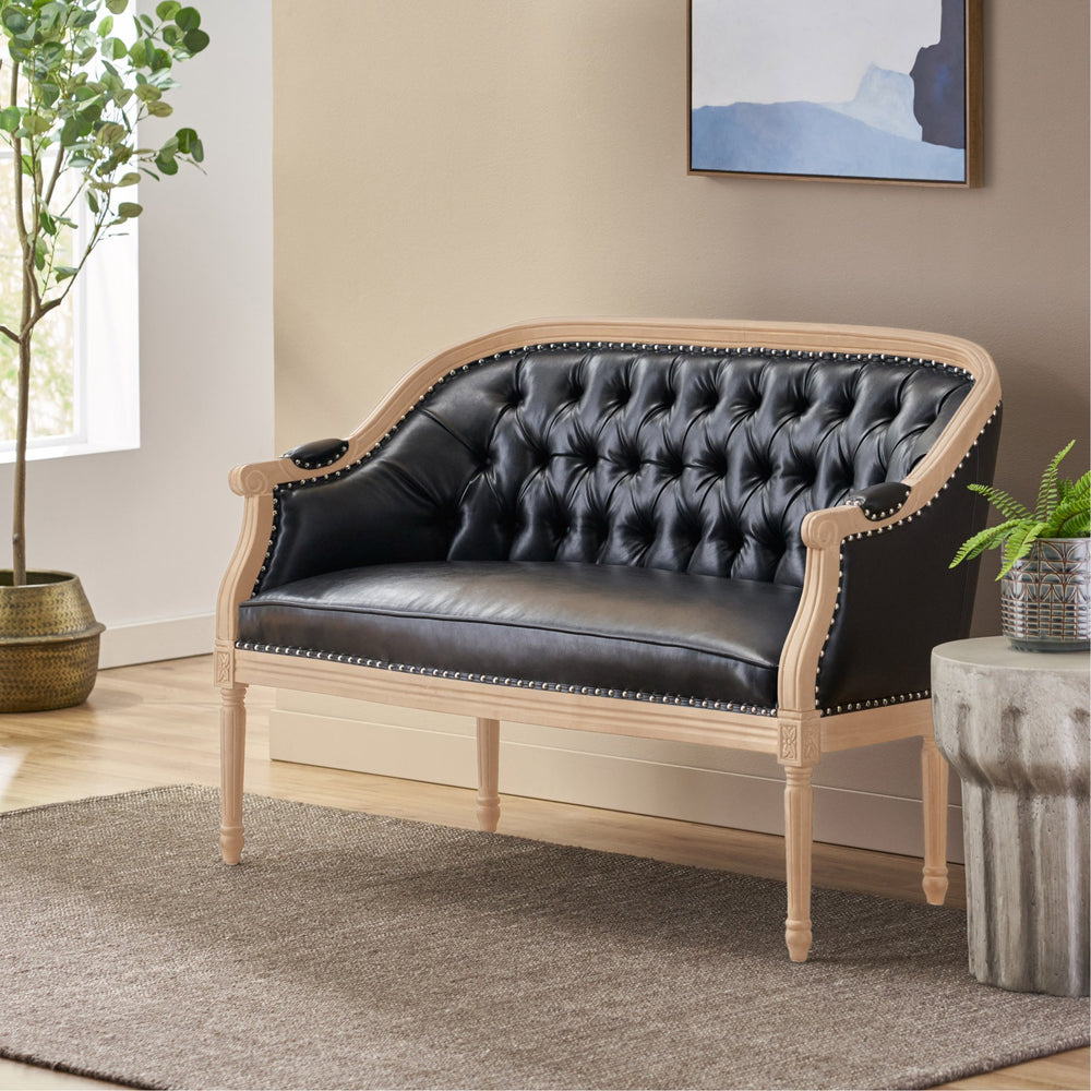 English Elm Chair Chesterfield Loveseat with Tufted Diamond Upholstery Nailhead Trim Birch Frame 60925.00PUMDNT