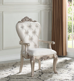 English Elm Gorsedd Elegant Cream Fabric Arm Chair Set of 2 with Gold-Ivory Finish, Tufted Back & Padded Seats B2726P303763