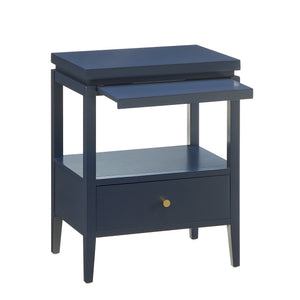English Elm Olana Midnight Blue 1-Drawer Nightstand with Floating Top, Hidden Tray, Gold Pull & Spacious Shelf B050P376961