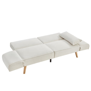 English Elm 72.8" Velvet Futon Sleeper Sofa Split Back Reclining Couch for Apartments and Guest Rooms Beige W1669P364124