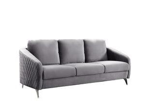 English Elm Livia Diamond Tufted Velvet Three Seat Sofa with Chrome Legs for Modern Living B2749P413384
