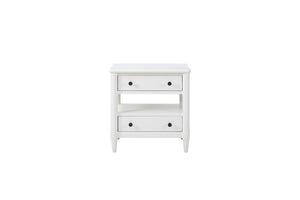 English Elm Open Nightstand with Two Drawers and Felt-Cedar Linings, Solid Wood+MDF, Custom Hardware, Durable Finish White 29.25 L x 20.5 W x 25.75 H B2699P218789