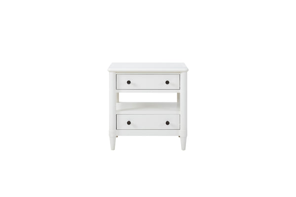 English Elm Open Nightstand with Two Drawers and Felt-Cedar Linings, Solid Wood+MDF, Custom Hardware, Durable Finish White 29.25 L x 20.5 W x 25.75 H B2699P218789