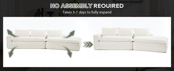 English Elm Modern Minimalist Modular Sectional Sofa - Plush Cloud Couch With Right-Facing Chaise For Cozy Living Spaces W2959S00014