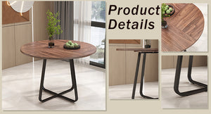English Elm 43.3" Round Mdf Wood Dining Table X Base Seats Six Modern Apartment Kitchen W1727P426753