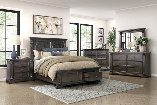 English Elm Elegant Six Drawer Oak Veneer Dresser with Corbel Pilasters for Classic Bedrooms B011P224820