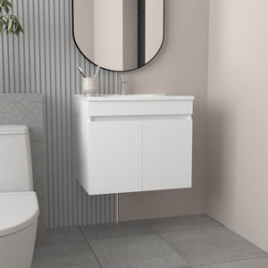 English Elm Bathroom Sleek Single-Door Vanity with Integrated Sink — Modern Minimalist Engineered Wood Storage, Durable & Eco-Friendly White 28.74 L x 23.23 W x 12.99 H B097P296872