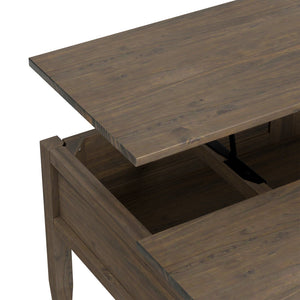 English Elm Ela Lift Top Coffee Table Smoky Brown - Solid Wood Handcrafted Storage, Shaker Drawers & Lift Top B136P158610