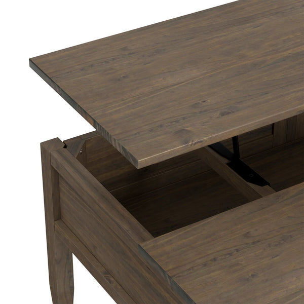 English Elm Ela Lift Top Coffee Table Smoky Brown - Solid Wood Handcrafted Storage, Shaker Drawers & Lift Top B136P158610