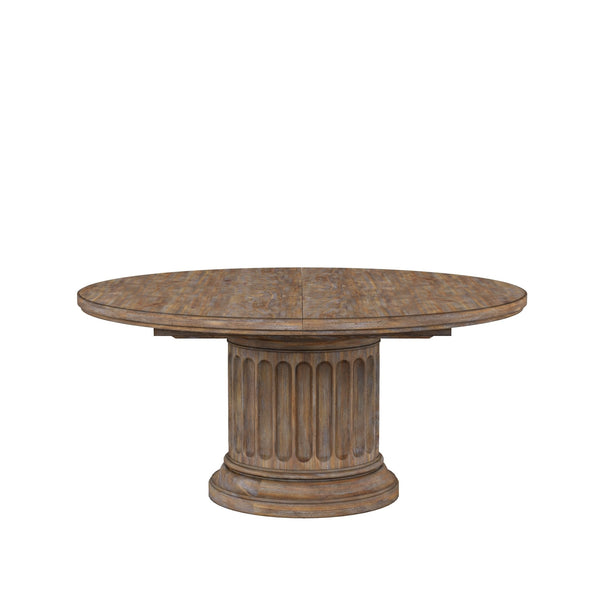 A.R.T. Furniture Architrave Round Dining Table In Almond - Extends To 84" With Leaf, Seats 6 Comfortably, Elegant Design Brown Material, Pine Solids And Veneer,Resin 277225-2608