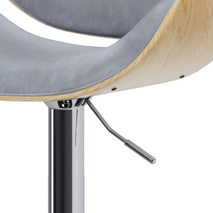 English Elm Marana Adjustable Swivel Bar Stool - Mid-Century Modern Design In Stone Grey & Light Brown Finish B136P158934