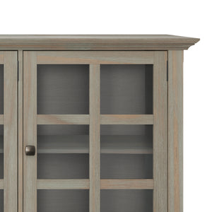 English Elm Acadian Wide Storage Cabinet - Handcrafted Distressed Grey With Glass Doors & Adjustable Shelves B136P158287