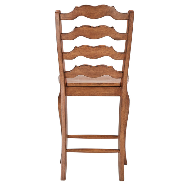 Homelegance By Top-Line Juliette French Ladder Back Wood Counter Height Chairs (Set of 2) Oak Rubberwood