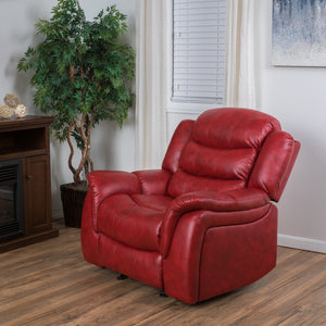 English Elm Christopher Knight Home® - Classic Glider Recliner with Luxurious PU Upholstery, Spacious Seat, Durable Frame, Ultimate Comfort Ox Blood Red 57412.00RED