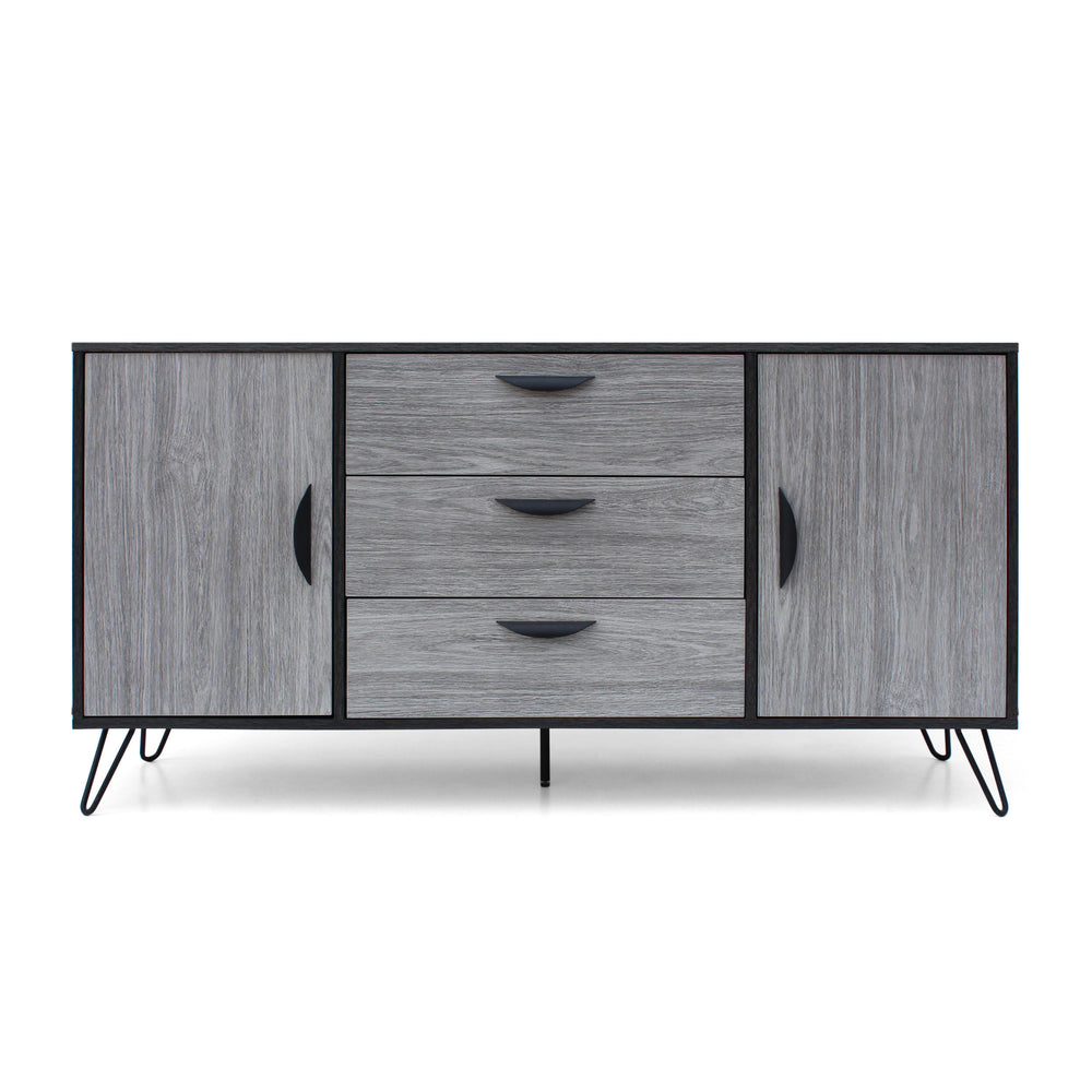 English Elm Christopher Knight Home® - MULTI Function Cabinet with Gray Oak Finish, Spacious 59.25"W Storage, Iron Legs, Modern Design 61168.00