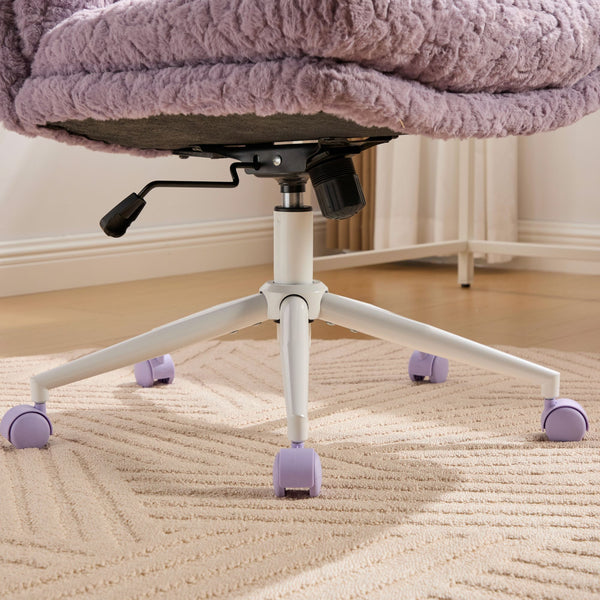 English Elm W26.4 Plush faux alpaca wide seat office chair with double cushion, 360° swivel, ergonomic chic design Violet W1143P369103