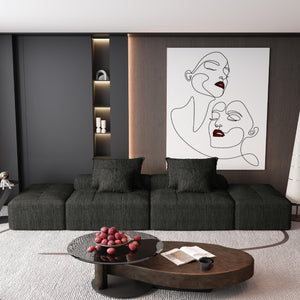 English Elm Modern Oversized Modular Sectional Sofa Set With Chenille Fabric, No Assembly, 4 Plush Pillows Included W1885S00062