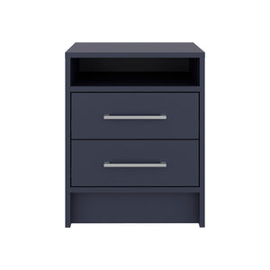 English Elm Eter Blue Nightstand 19.9" High Minimalist Modern Bedside Table with Open Shelf & 2 Smooth Drawers B070P363816