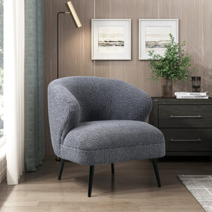 English Elm Luxury Boucle Accent Chair with High-Density Foam, Curved Mid-Century Design, Plush Seat Comfort Dark Gray 26.5 L x 29.5 W x 22 H B011P283279