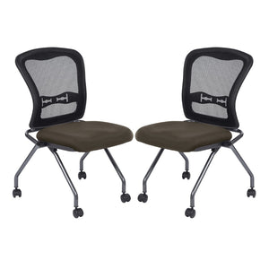OSP Home Furnishings Soft-flex Pro-line Ii Ergonomic Folding Chair with Mesh Back and Lumbar Support Java 84220-R102