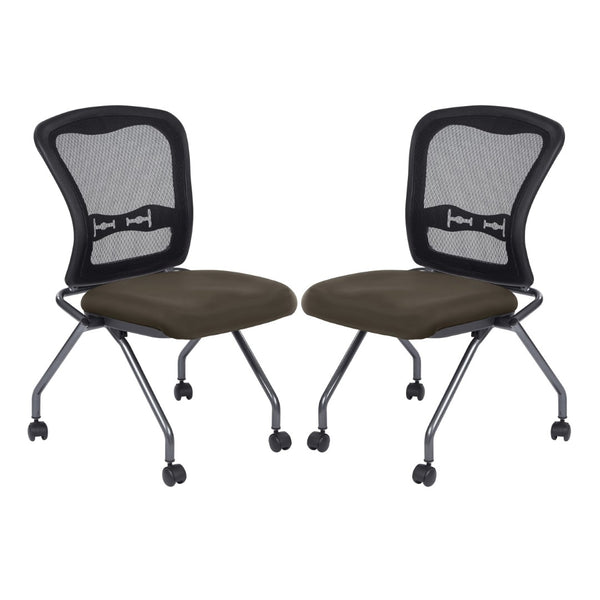 OSP Home Furnishings Soft-flex Pro-line Ii Ergonomic Folding Chair with Mesh Back and Lumbar Support Java 84220-R102