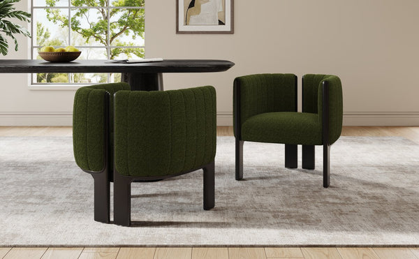 English Elm Christopher Knight Home® - Dining Chairs Set of 2 | Modern Bouclé Upholstered Seating with Rubberwood Frame, Durable 225lb Capacity Black,Olive Green N779P341494G