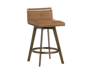 Sunpan ARIZONA Swivel Counter Stool - Art Deco Elegance in Milliken Cognac with 360° Comfort for Home & Bar 112207