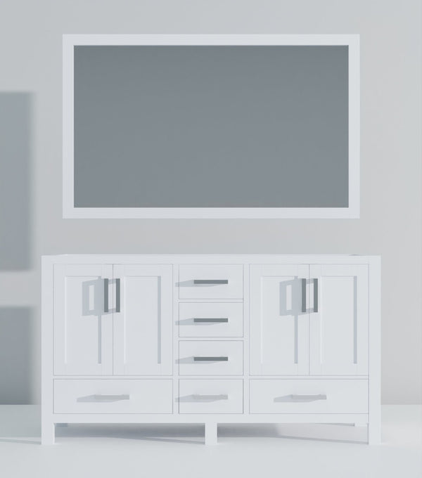 English Elm White Double Bath Vanity With 58" Mirror - Elegant Design, Ample Storage & Ready-To-Install Style B2731S00514-GIGA