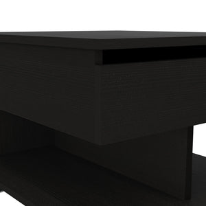 English Elm Portland Lift Top Coffee Table with Rolling Casters, Hidden Storage Compartment & Open Shelf Design Black 27 L x 25 W x 5 H B128P148965