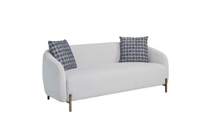 English Elm Rounded Sofa Plush White Upholstered with Dacron Wrapped Cushion, 1.8 Density Foam, Durable Design B2699P238666