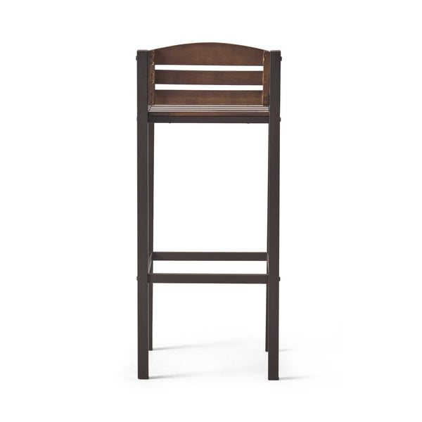 English Elm Christopher Knight Home® - Milos Acacia Wood Barstool Set of 2 — Modern Industrial Outdoor Seats, Powder-Coated Iron Frames Durable 57485.00DBRN