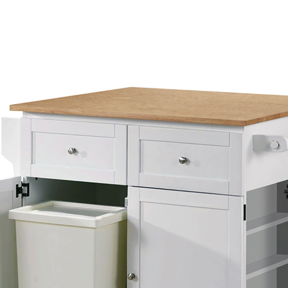 English Elm Silvain White Kitchen Cart with Drawers, Cabinets, Towel Racks & Hidden Side Spice Rack for Storage B062P340743