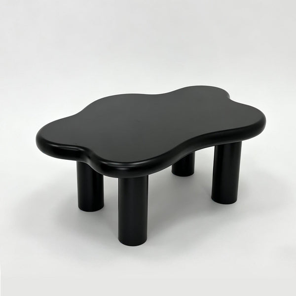 English Elm 40-inch Cloud Shaped Coffee Table Sculptural Mdf Top with Tapered Legs for Living Rooms Black W3935S00004