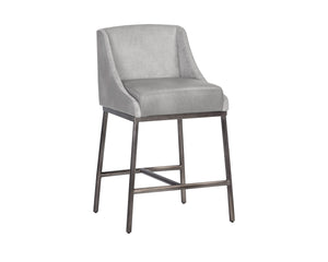 Sunpan Dalary Counter Stool - Stylish Bravo Metal Faux Leather & Polo Club Stone Fabric for Any Space