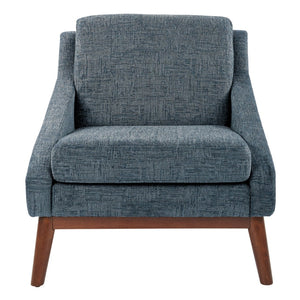OSP Home Furnishings Mid-century Open Arm Club Chair with Solid Wood Legs and Plush Fiber Seat Cushions Navy SL4411R-MC3