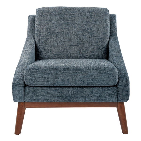 OSP Home Furnishings Mid-century Open Arm Club Chair with Solid Wood Legs and Plush Fiber Seat Cushions Navy SL4411R-MC3