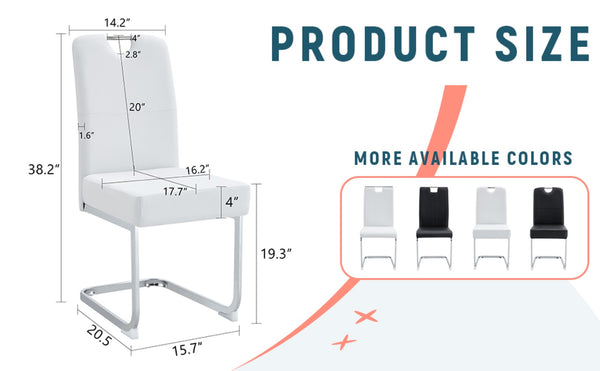 English Elm Set Of 4 White Ergonomic Dining Chairs With Thick Cushion, Built-In Springs For Ultimate Comfort W3226P279079-GIGA