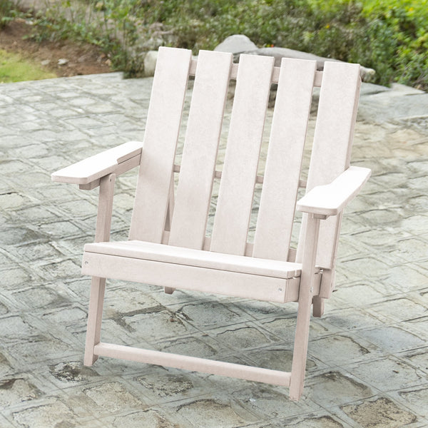 English Elm Shoreline Recycled Hdpe Folding Adirondack Chair Fully Assembled Modern Patio Seating Ivory B2745P409687