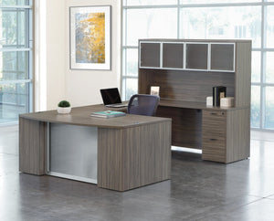 OSP Home Furnishings Napa Executive U-shape Desk with Overhead Hutch and Modesty Panel for Office Use NAPURB-TYP212G