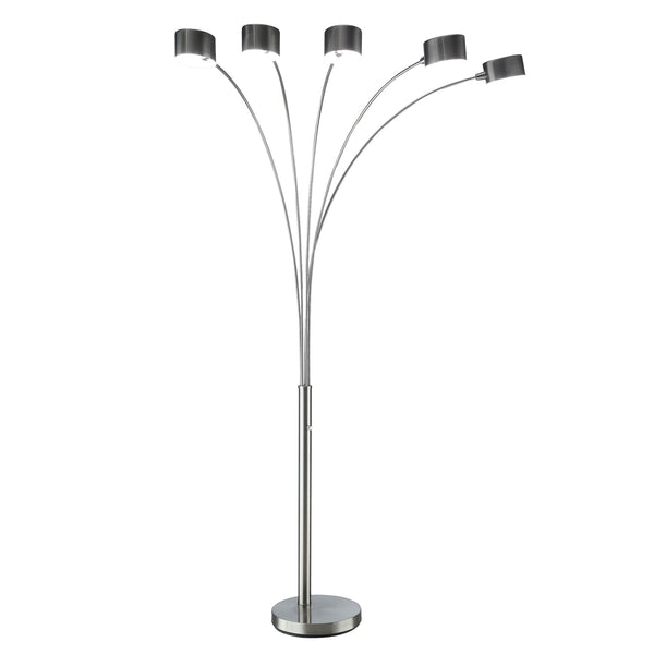 English Elm 5 Arm Chrome Arc Floor Lamp with Drum Shades Mid Century Living Room Light B056P416913