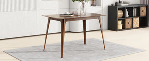 English Elm [video] Mid-century Rubberwood Dining Table Walnut Finish Splayed Legs Seats Four N759P371097T