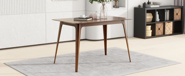 English Elm [video] Mid-century Rubberwood Dining Table Walnut Finish Splayed Legs Seats Four N759P371097T