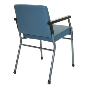 OSP Home Furnishings Big Tall Bariatric Patient Chair with Pu Padded Arms and Titanium Frame for Medical Waiting Blue BC9601HT-R105