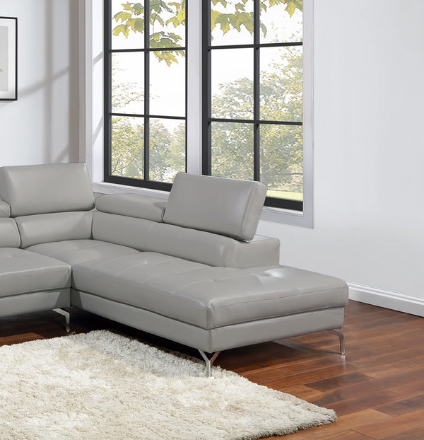 English Elm Light Gray Contemporary 2pc Sectional Sofa Set with Right Chaise, Adjustable Headrests & Armrest B011S01202