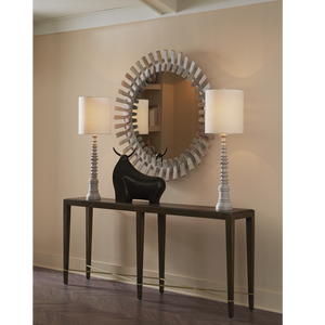 Diza Round Mirror - Bohemian Whitewashed Decor with Textured Wood and Unique Depth for Stylish Spaces