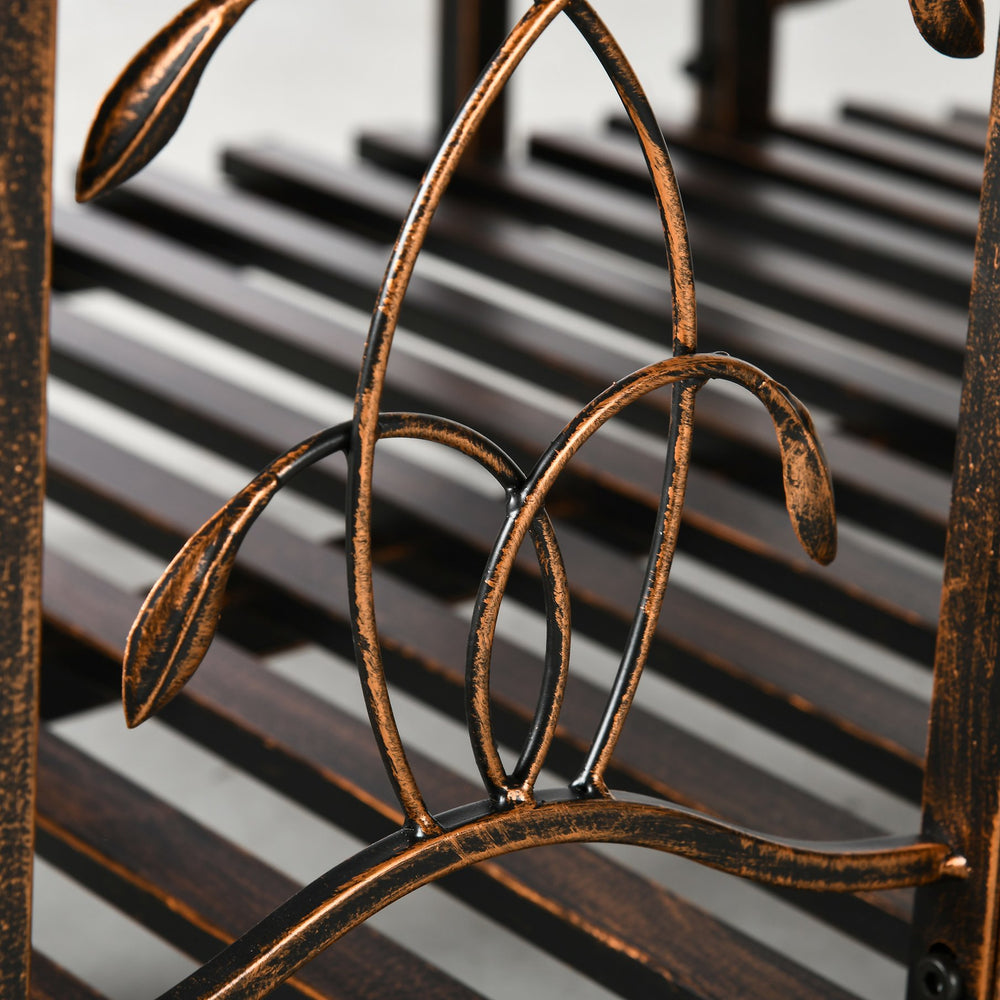 English Elm Outsunny Steel Arch Garden Bridge with Vine Motifs Powder Coated for Outdoor Use W2225P229224