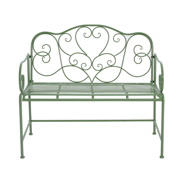 English Elm Christopher Knight Home® - Sunnydaze Iron Garden Bench with 41" Spacious Seating for Two, Timeless Elegant Outdoor Seating Design Matte Green N775P206861G